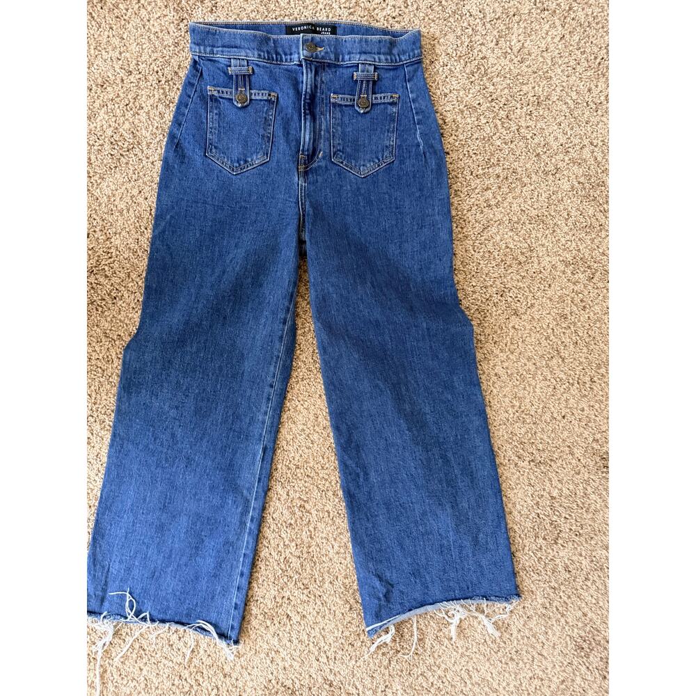 Veronica Beard Wide Leg Raw Hem Denim 28 EUC